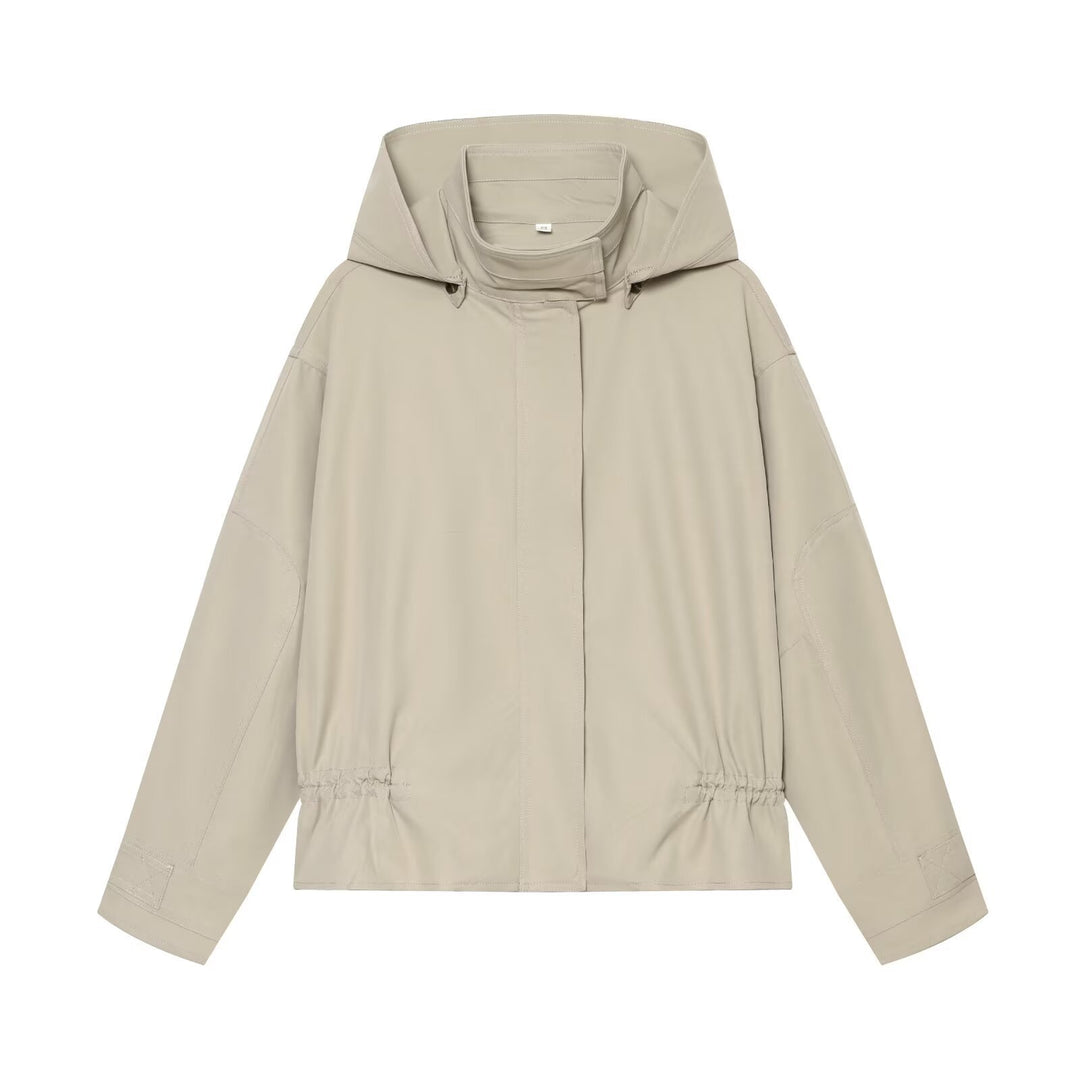 Damen Leichte Kapuzenjacke mit Tunnelzug-Taille und verdeckter Reißverschlussleiste Nord Taschen