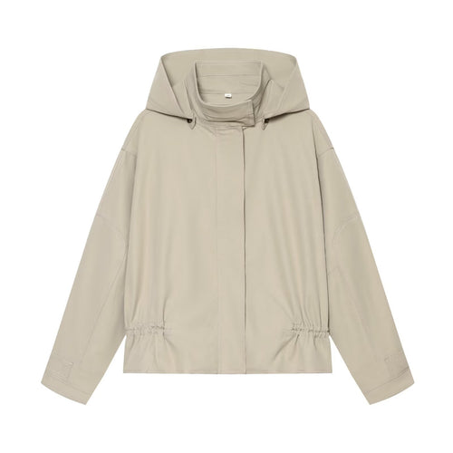 Damen Leichte Kapuzenjacke mit Tunnelzug-Taille und verdeckter Reißverschlussleiste Nord Taschen