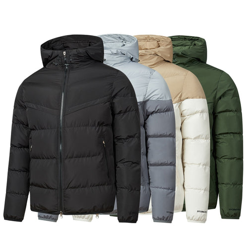 Herren Wattierte Kapuzen-Steppjacke mit Thermoisolierung, Zwei-Wege-Reißverschluss & verdeckten Reißverschlusstaschen Nord Taschen