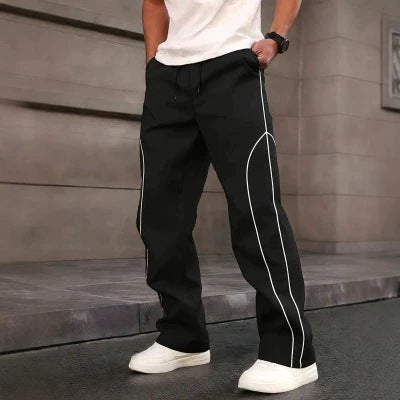 Herren Sportliche tapered Trainingshose mit elastischem Bund, Tunnelzug & Kontrastpaspel Nord Taschen