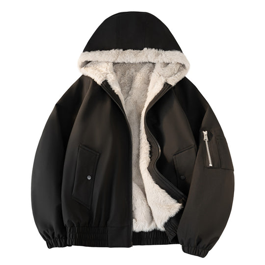 Herren Kapuzen-Bomberjacke mit Teddyfutter, wasserabweisender Außenhülle und Utility-Taschen Nord Taschen
