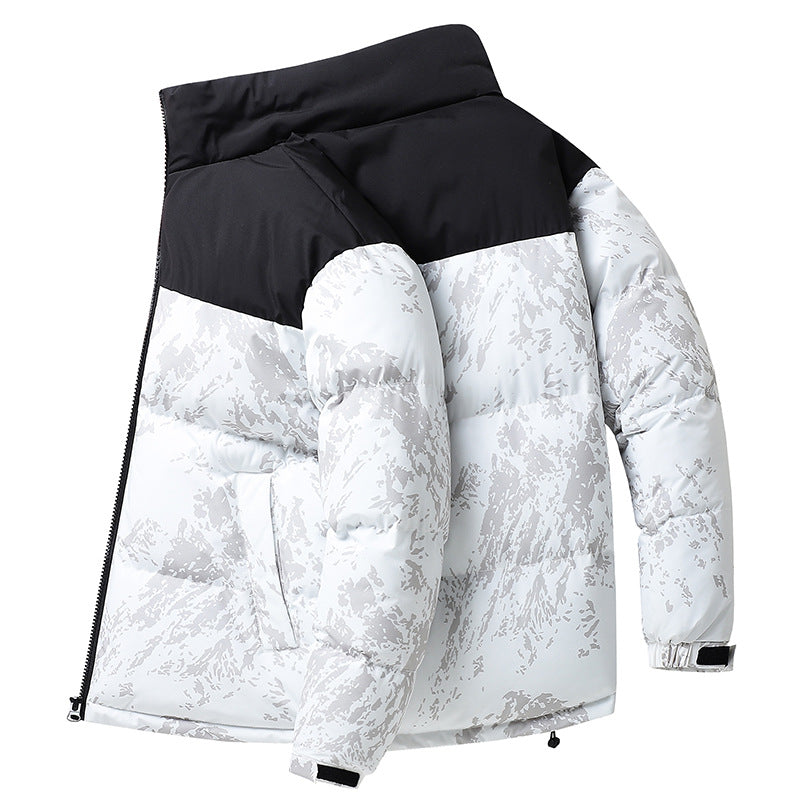 Herren Wattierte Steppjacke mit Camouflage‑Print, hohem Stehkragen & verstellbarem Saum Nord Taschen