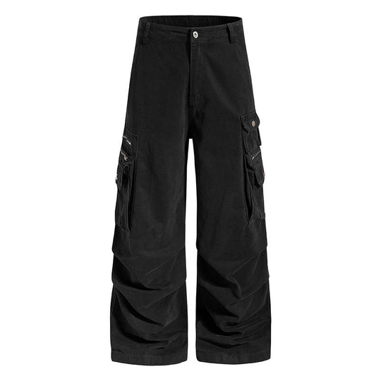 Damen weite High‑Waist Cargo‑Culottehose mit großen Klappentaschen und verstellbarem Saum Nord Taschen
