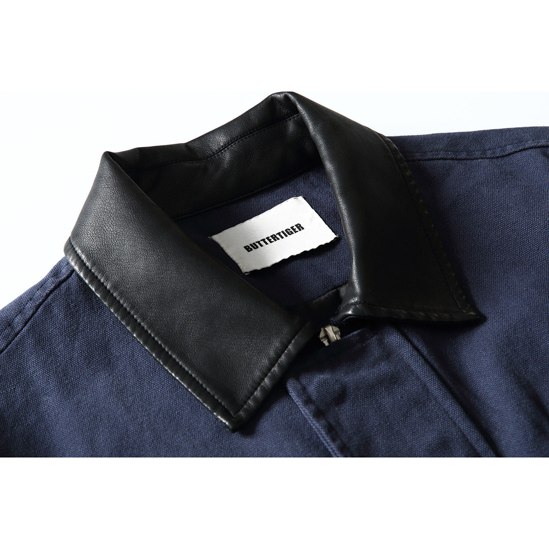 Herren Boxy-Canvas-Blouson mit kontrastierendem Kunstlederkragen und elastischem Saum Nord Taschen