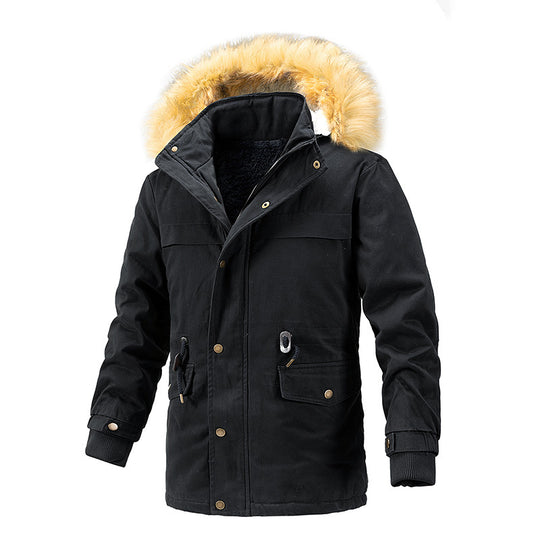 Herren Winterschutz-Parka mit wärmendem Teddyfutter abnehmbarer Kunstfellkapuze und verstärkten Utility-Taschen Nord Taschen