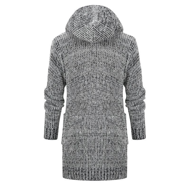 Damen Langer Kapuzen‑Strickcardigan mit tiefer Rippenstruktur und aufgesetzten Taschen Nord Taschen
