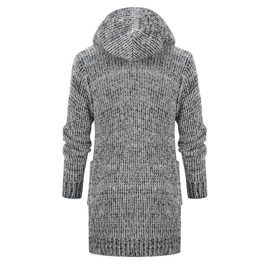 Damen Langer Kapuzen‑Strickcardigan mit tiefer Rippenstruktur und aufgesetzten Taschen Nord Taschen