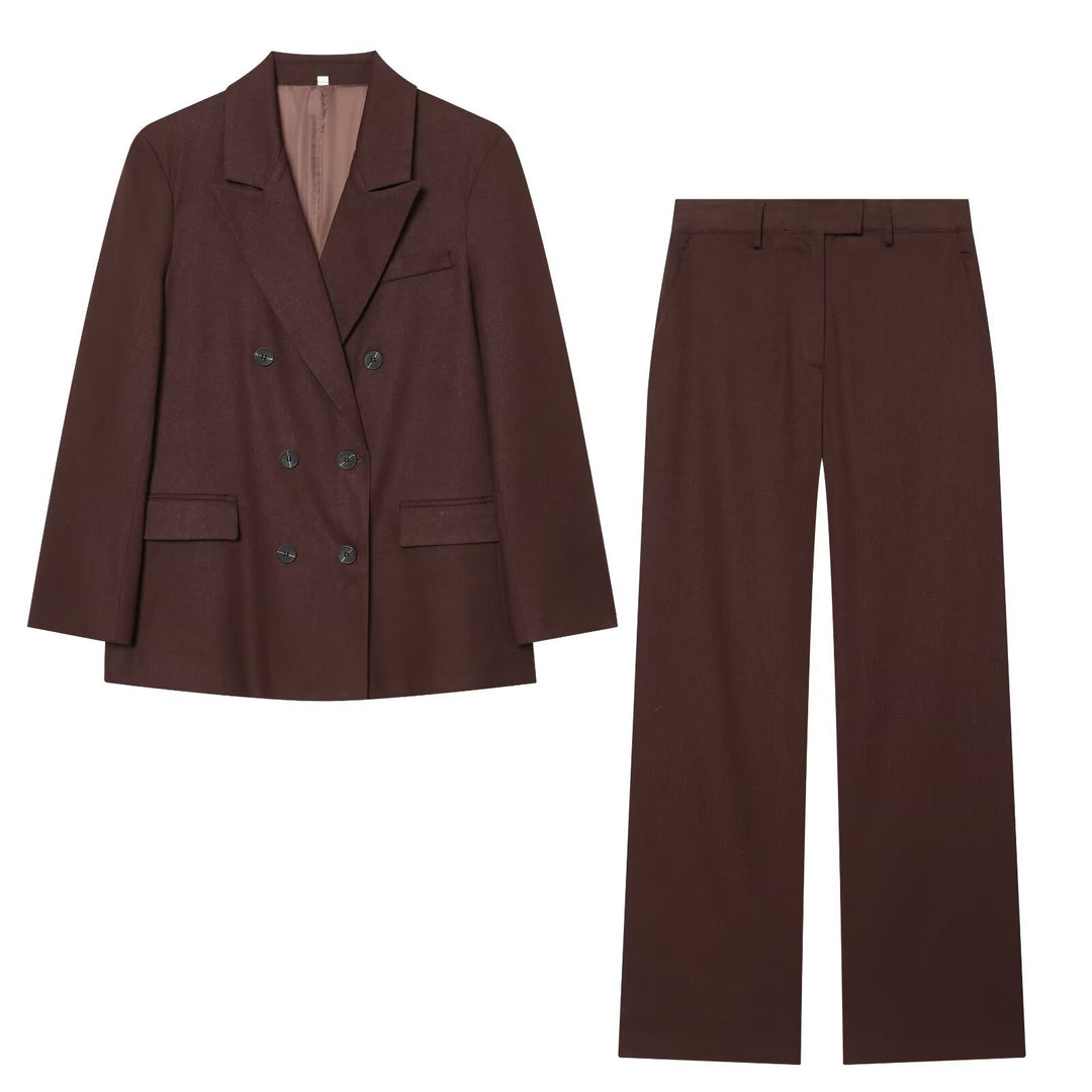 Damen Doppelreiher-Blazer und High-Waist-Hose im Tailored-Set Nord Taschen