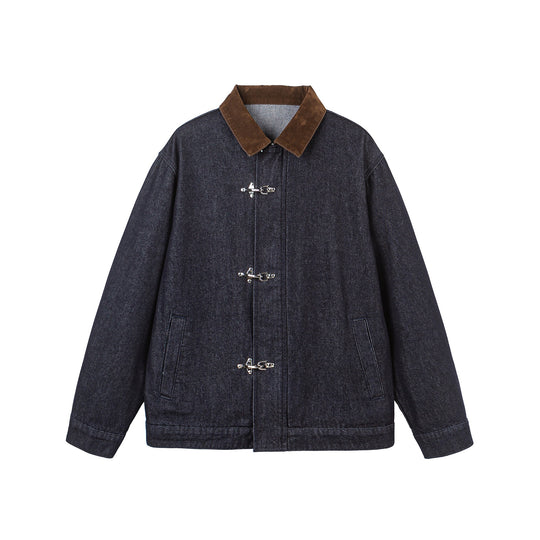 Unisex Boxy-Jeansblouson mit Velourskragen und markanten Karabinerverschlüssen Nord Taschen