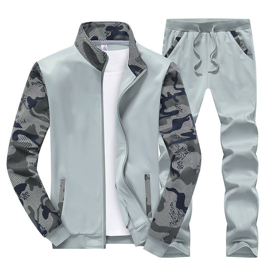 Herren Sportives Trainingsanzug-Set aus Funktionssoftshell mit Camouflage-Ärmeln und regulierbarer Joggerhose Nord Taschen