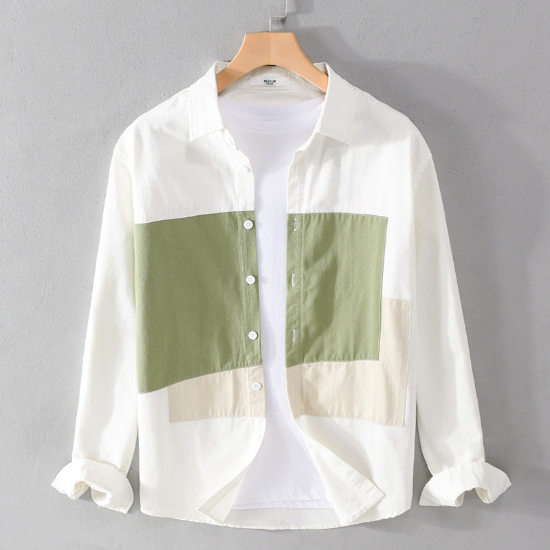 Herren Baumwoll-Overshirt mit farbigen Blockpaneelen und Kentkragen Nord Taschen