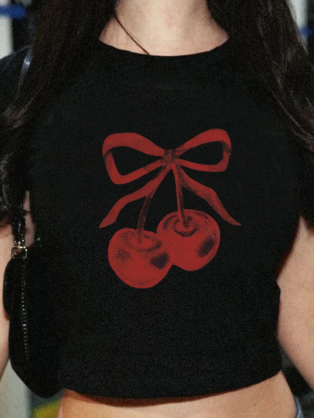Damen Kurzarm T-Shirt mit aufgedrucktem Lippenmotiv Nord Taschen