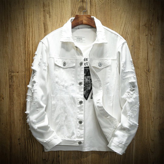 Herren Jeansjacke im Destroyed‑Look mit Rissdetails und aufgesetzten Brusttaschen Nord Taschen