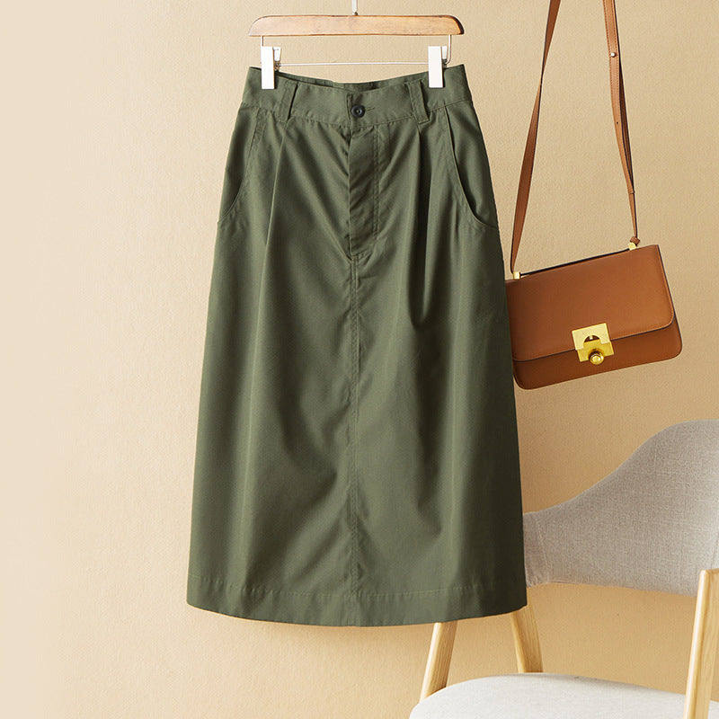 Damen Taillenhoher Midirock mit Eingrifftaschen, mittiger Naht und A‑Linie Nord Taschen