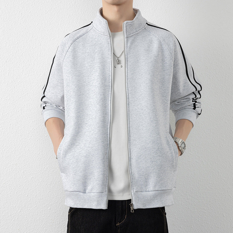 Herren Freizeit-Trainingsjacke mit Stehkragen, Reißverschluss und Kontraststreifen Nord Taschen
