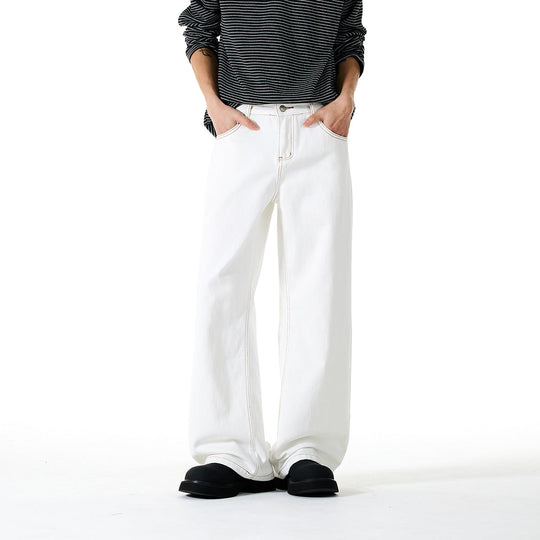 Damen Weite Cropped-Jeans mit hoher Leibhöhe und Kontrastnähten Nord Taschen