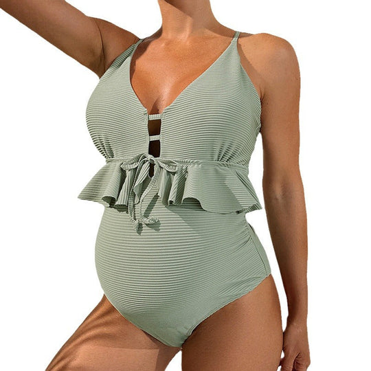 Damen Einteiliger Wickel-Badeanzug mit Rüschendetails - Arvani