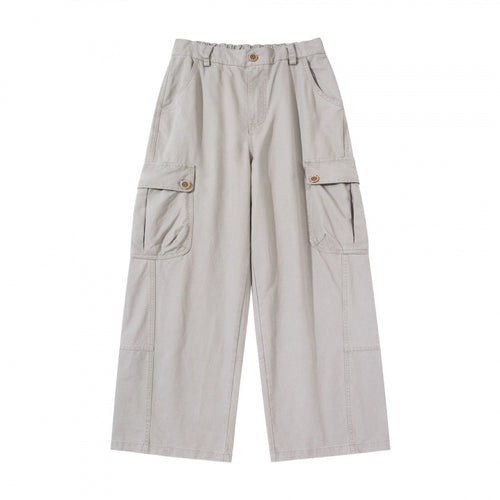 Damen Weite Cargo-Hose mit hohem Bund, großen Klappentaschen und Culotte-Silhouette Nord Taschen