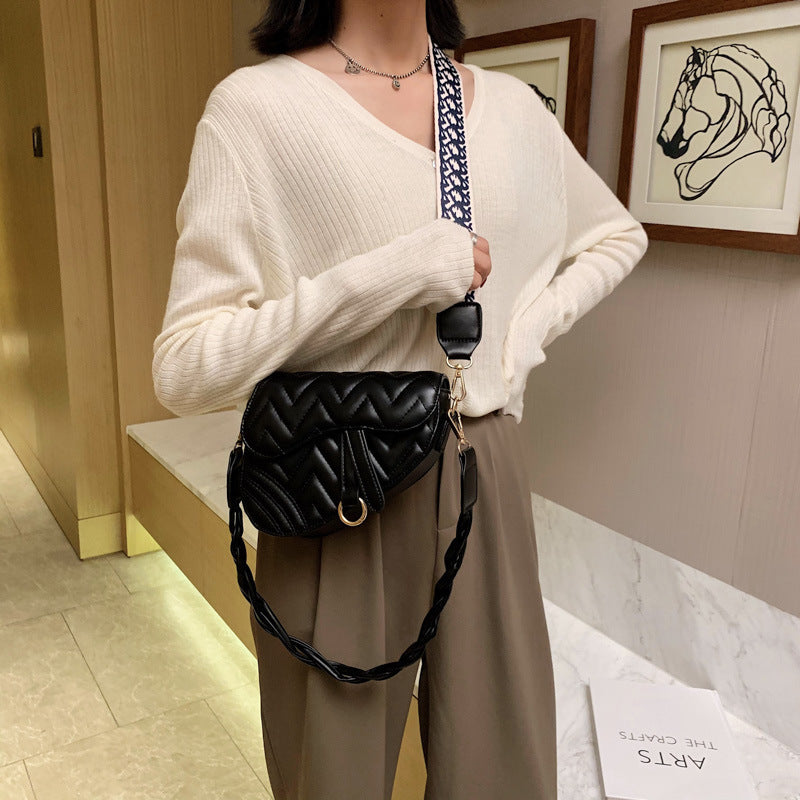 Damen modische Schultertasche mit geflochtenem Riemen Nord Taschen