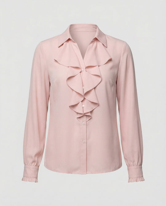 Damen Bluse Mitraffinierten Rüschendetails und Eleganten Ärmeln