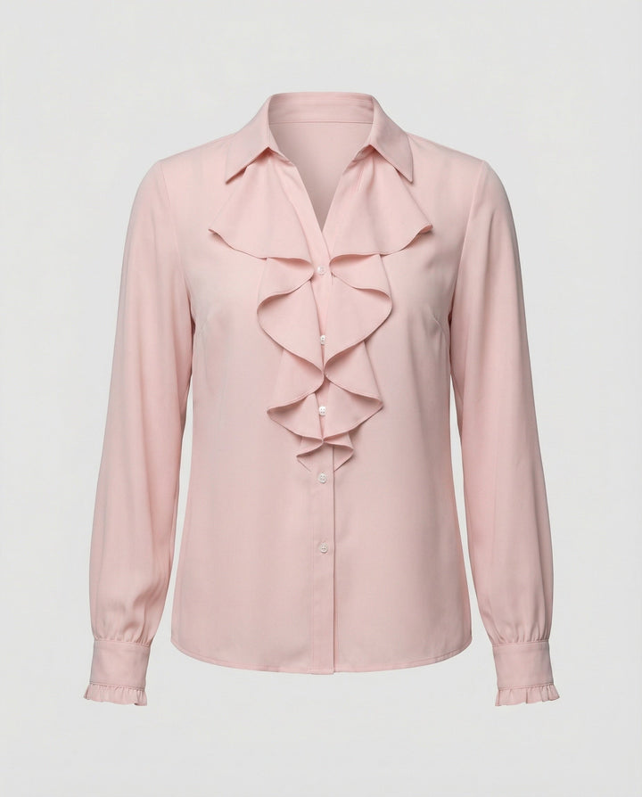 Damen Bluse Mitraffinierten Rüschendetails und Eleganten Ärmeln