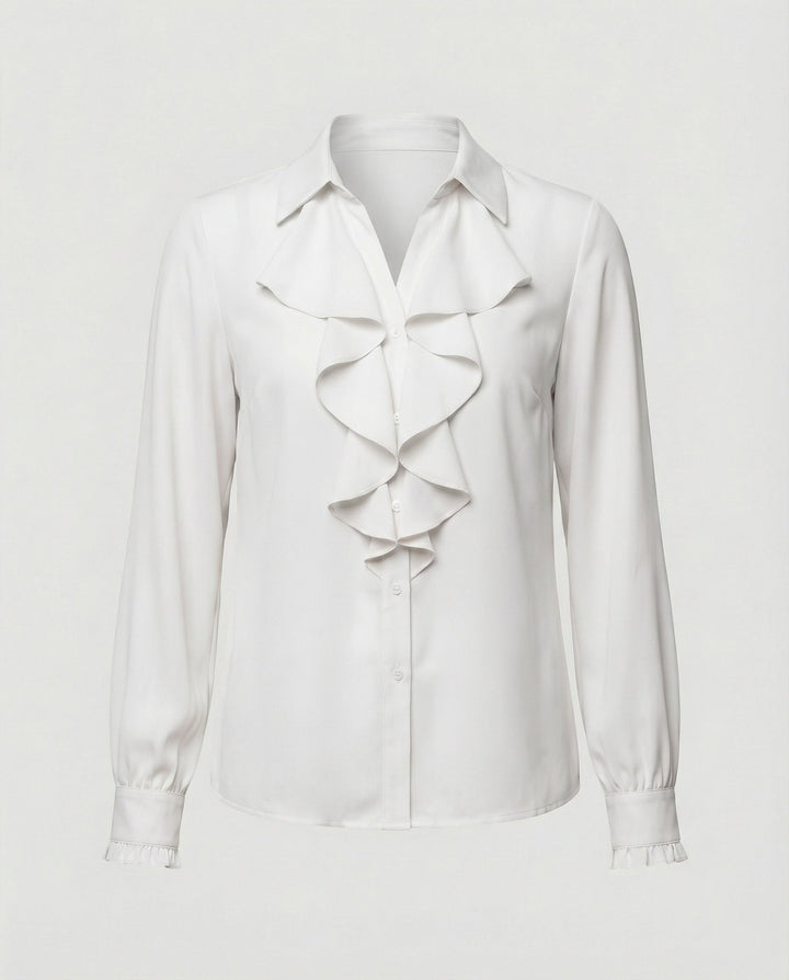 Damen Bluse Mitraffinierten Rüschendetails und Eleganten Ärmeln