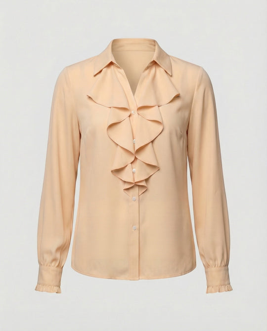 Damen Bluse Mitraffinierten Rüschendetails und Eleganten Ärmeln