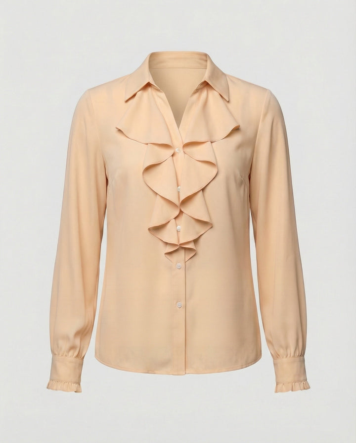 Damen Bluse Mitraffinierten Rüschendetails und Eleganten Ärmeln