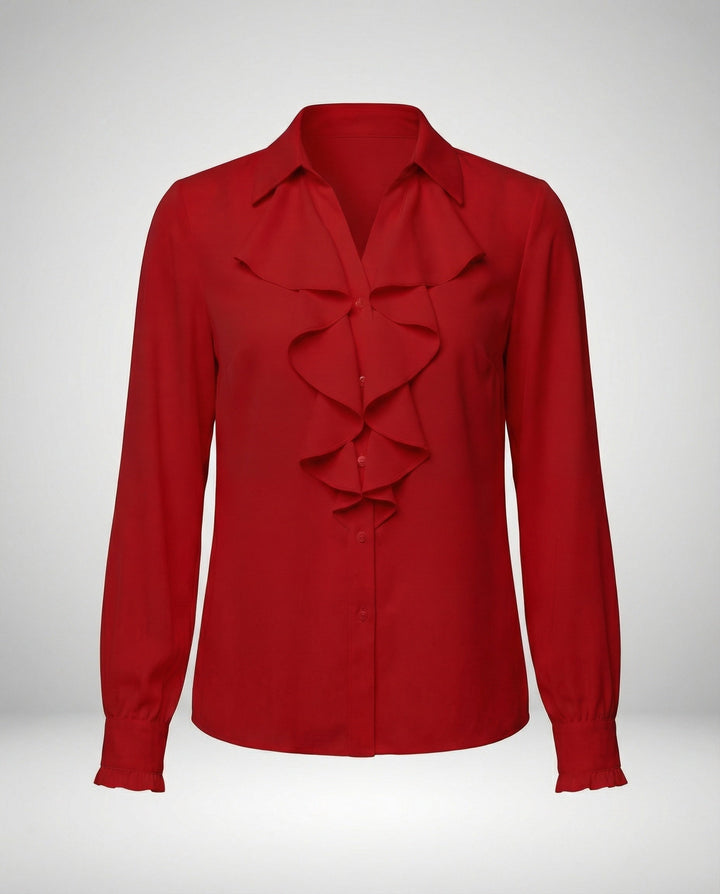 Damen Bluse Mitraffinierten Rüschendetails und Eleganten Ärmeln