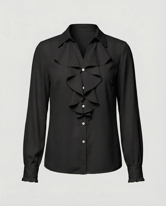 Damen Bluse Mitraffinierten Rüschendetails und Eleganten Ärmeln