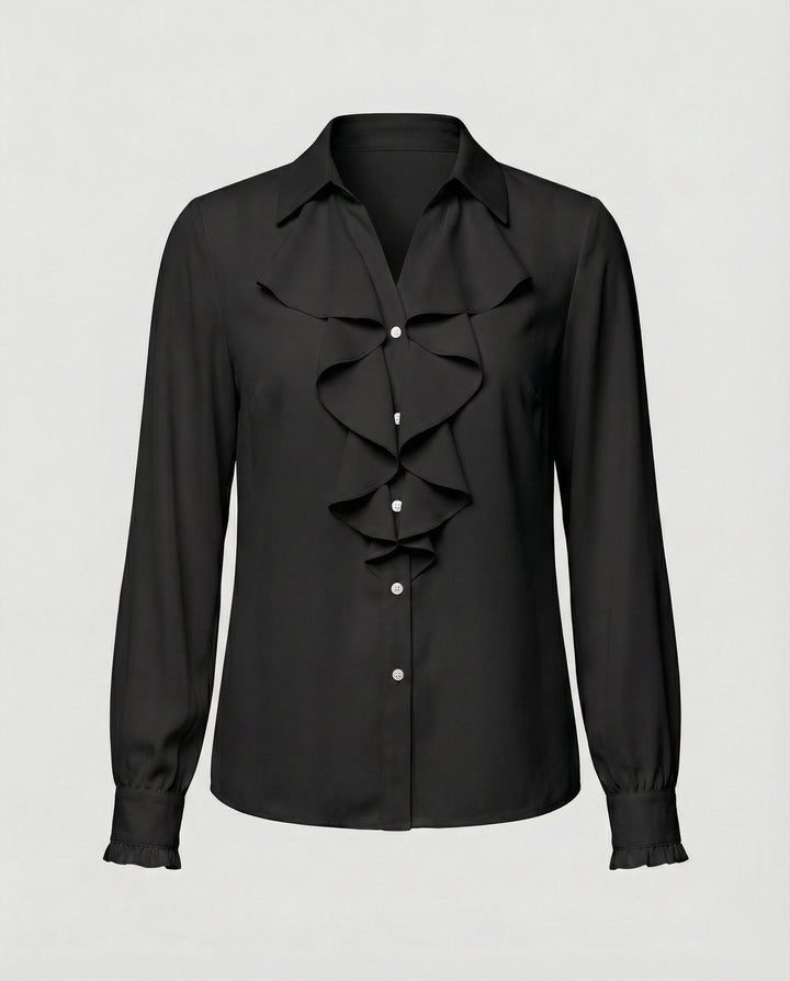 Damen Bluse Mitraffinierten Rüschendetails und Eleganten Ärmeln