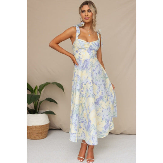 Damen Sommerliches Maxikleid mit verstellbaren Trägern und Raffungen