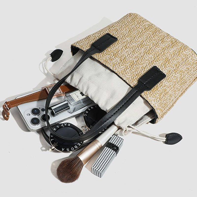 Damen Strandtasche mit geflochtenem Design und praktischer Kordelzugöffnung Nord Taschen