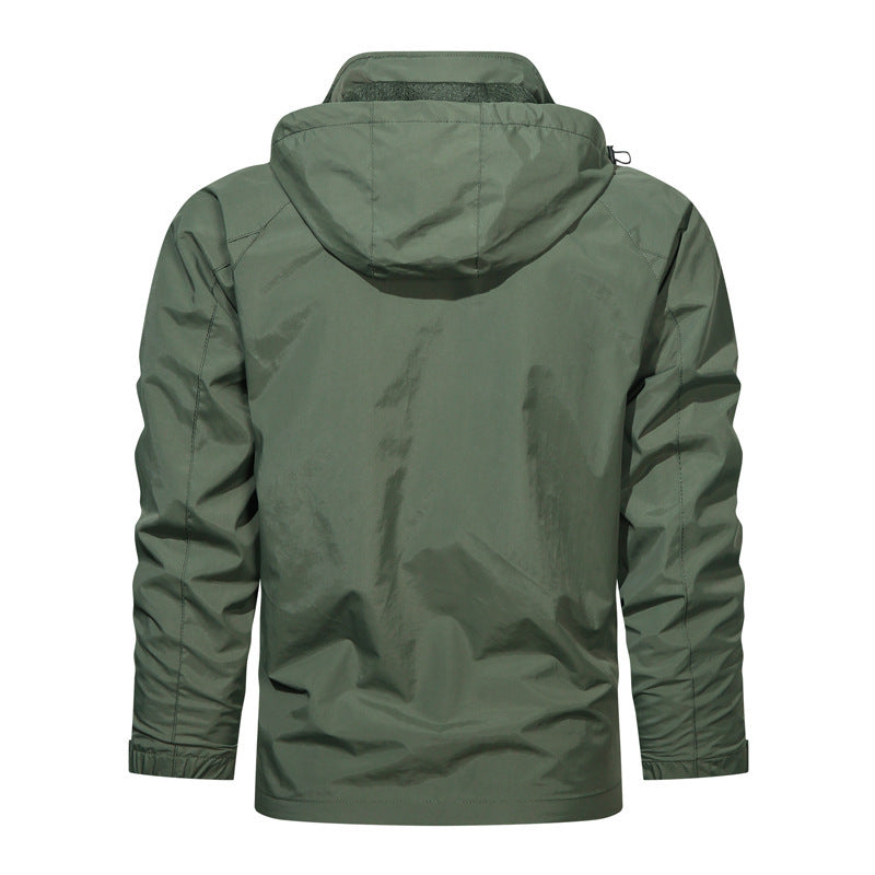 Herren  leichte winddichte Outdoorjacke mit Kapuze und taktischer Brusttasche Nord Taschen