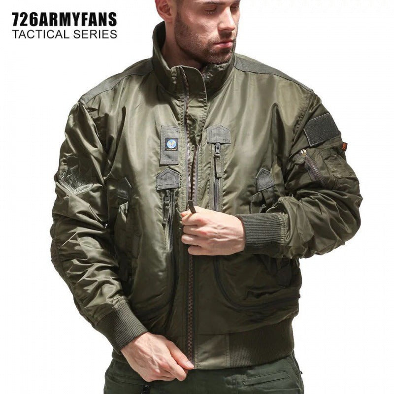 Herren  isolierte Pilot-Bomberjacke mit Ärmel-Reißverschlusstasche, mehreren Utilityfächern und elastischem Rippenbund Nord Taschen