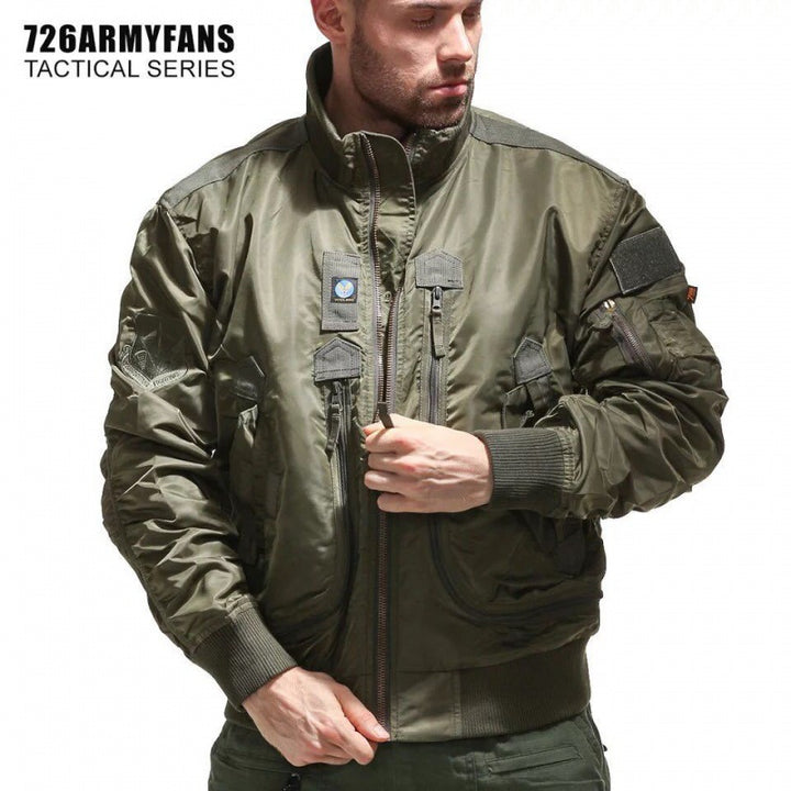Herren  isolierte Pilot-Bomberjacke mit Ärmel-Reißverschlusstasche, mehreren Utilityfächern und elastischem Rippenbund Nord Taschen