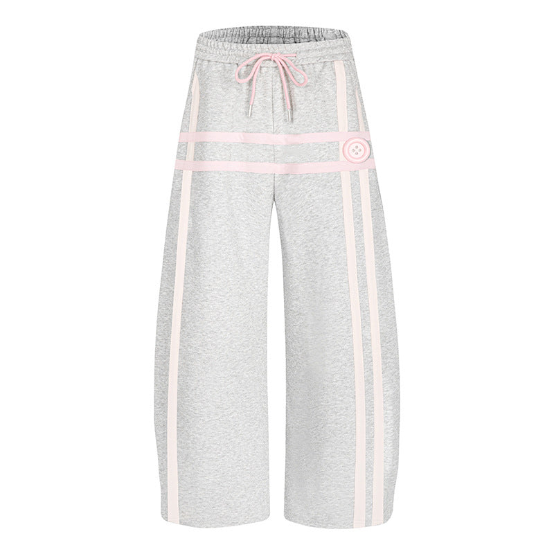 Damen Weite Culotte‑Sweathose im Palazzo‑Stil mit Komfortbund, Kordelzug und dekorativer Taillenbahn Nord Taschen