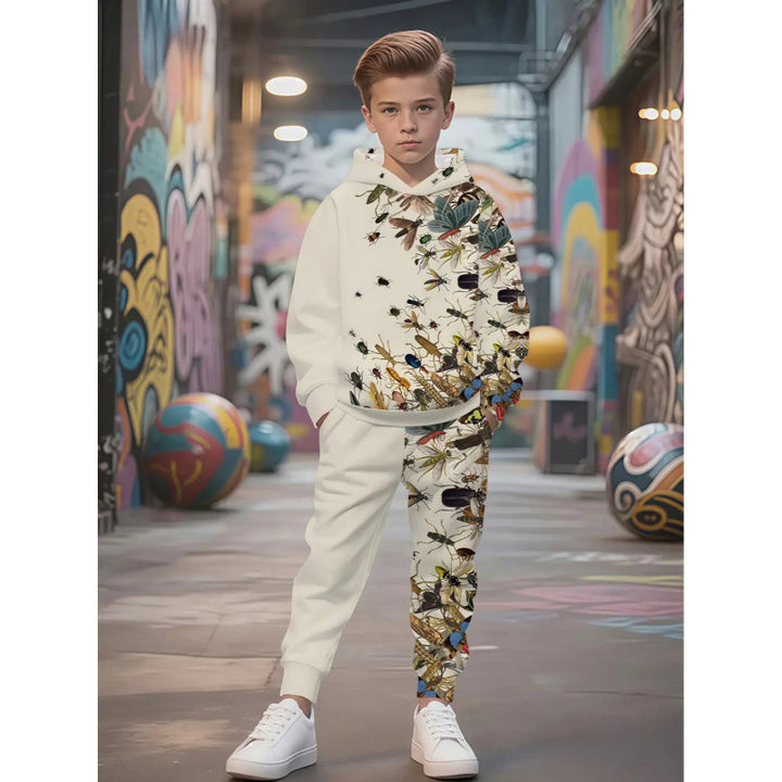 Unisex Kinder Jogginganzug mit Kapuzenpullover und detailreichem Auto-Print Nord Taschen