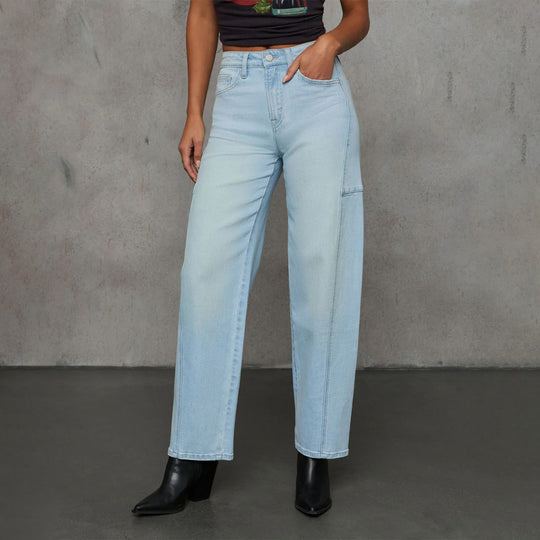 Damen High-Waist Jeans in weiter Beinform mit seitlicher Tasche Nord Taschen
