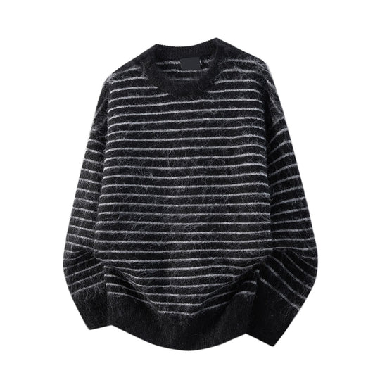 Damen Lässiger Strickpullover mit Streifen Nord Taschen