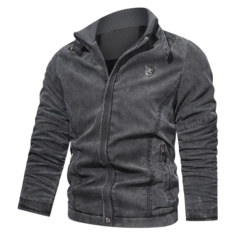 Herren leichter Canvas-Bomber mit Stehkragen, Reißverschluss und Reißverschlusstaschen Nord Taschen