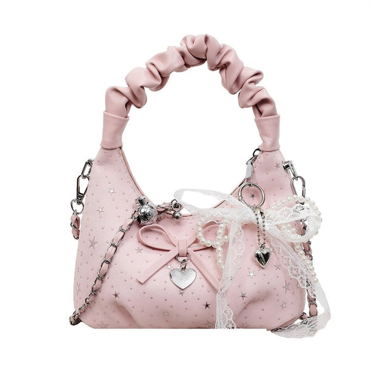 Damen Handtasche mit dekorativem Schleifen- und Perlendesign Nord Taschen