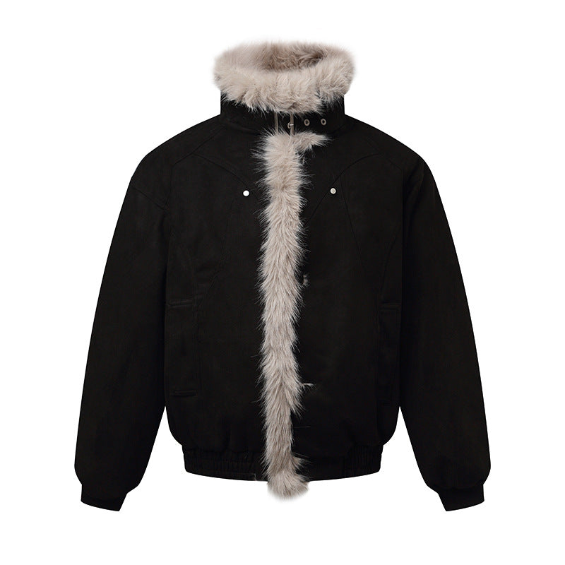 Herren Bomberjacke im Aviator‑Look mit Kunstfellbesatz und Schnallenkragen Nord Taschen