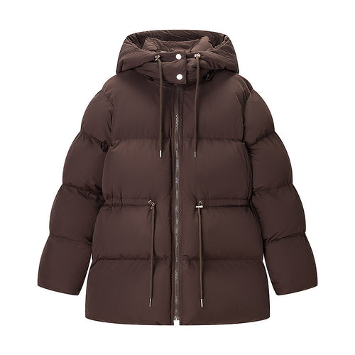 Damen Wattierte Pufferjacke mit Kapuze, taillierbarem Kordelzug und Zwei-Wege-Reißverschluss Nord Taschen