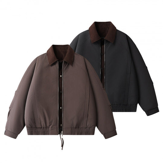 Herren Boxige Kurzjacke mit Cordkragen, doppelter Front und Kordelzugsaum Nord Taschen