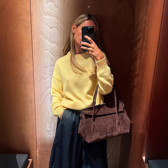 Damen Boxy Feinstrickpullover mit Raglanärmeln und geripptem Bündchen Nord Taschen