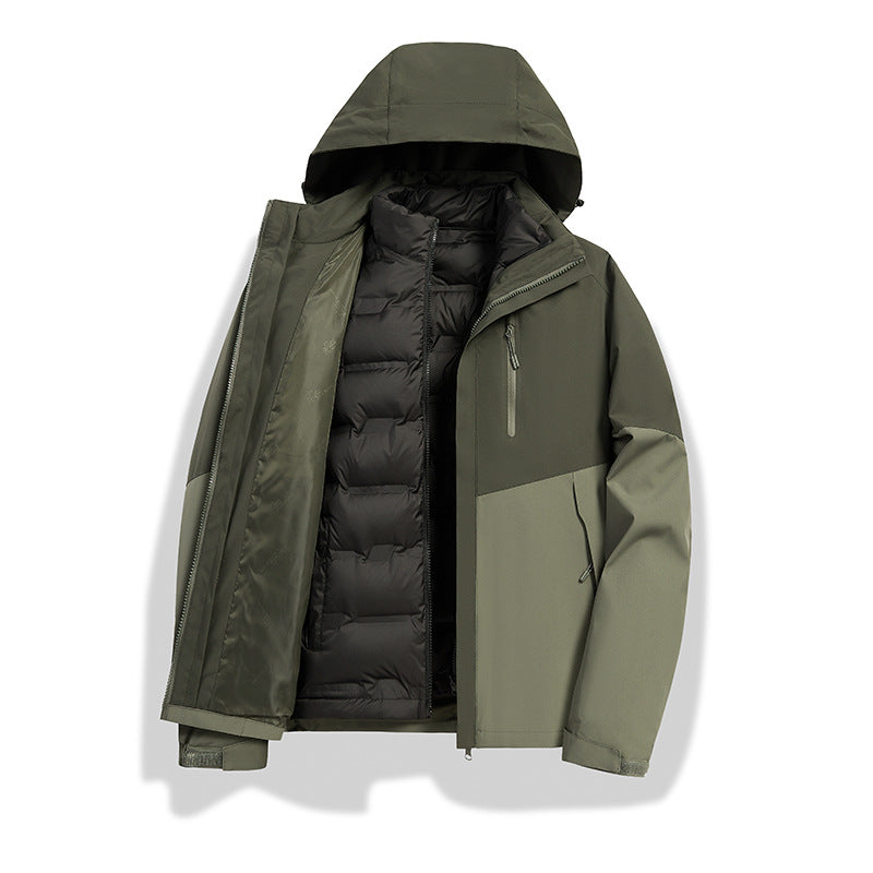 Damen 2-in-1 wasserdichte Winterjacke mit abnehmbarer Daunen-Innenweste Nord Taschen