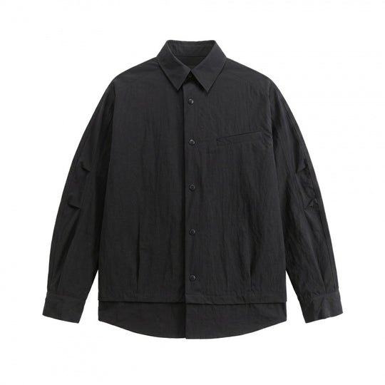 Unisex Oversize-Hemdjacke mit zweilagigem Saum, Brustpaspeltasche und strukturierter Baumwollmischung Nord Taschen