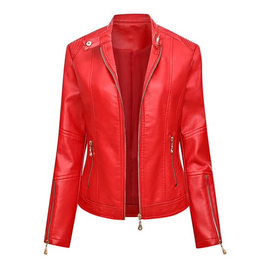 Damen Asymmetrische Bikerjacke aus Kunstleder mit Nietenbesatz und tailliertem Schnitt Nord Taschen