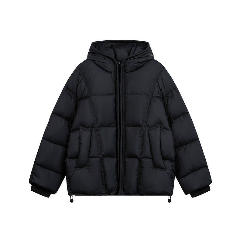 Damen Kurze Wattierte Kapuzenjacke mit Kordelzug und Reißverschluss Nord Taschen